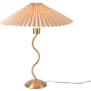Gold Pleated Small Table Lamp, Brass Modern Bedside Table Lamp for Bedroom, Mini Pleated Lamp Shape, MCM Table Lamp Bedroom Bow Lamps for Nightstand