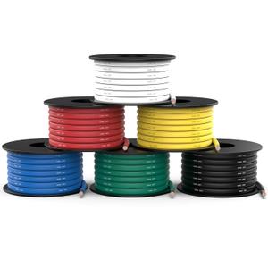 NAOEVO 12 Gauge Wire 60ft, 12 AWG Wire 6 Colors 10ft Each Spool, Flexible Silicone Tinned Copper Electrical Cable, Wiring kit for Breadboard/Automotive/DIY/Battery, 200