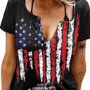 Camouflage American Flag Lace Up Blouse Women 4th of July Flag Short Sleeve USA Patriotic Printed Shirt Tops Casual Shirt Small