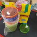 Youngever 7 Sets Plastic Kids Cups with Lids and Straws, 7 Reusable Toddler Cups with Straws in 7 Assorted Colors