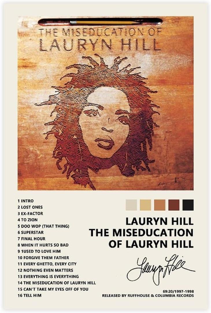 CULION Lauryn Hill Poster The Miseducation of Lauryn Hill Music Album Cover Signed Limited Canvas Poster Wall Art Decor Print Picture Paintings for Living Room Bedroom Decoration Unframe-style