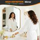 Gold Wall Mirror 30"x22", Scalloped Vanity Mirror Rust-Proof Metal Frame - Hangs Vertically/Horizontally Decorative Bathroom Mirror for Vanity, Bedroom & Entryway