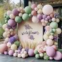 Dusty Green Purple Balloon Garland Double Stuffed Pastel Green Lavender Pink White Sand Balloon Arch Kit Light Lilac Cream Balloons for Baby Shower Birthday Wildflower Fairy Spring Wedding Party Decor