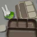 Bento Box Adult Lunch Box, Containers for Adults Men Women with 4 Compartments, Lunchable Food Container with Utensils, Sauce Jar, Muffin Liners, 40 Oz/5 Cup, Microwave & Dishwasher Safe, Brown (1200ML)