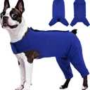 Kuoser Dog Surgery Suit for Back Legs, Dog Rear Leg Sleeve to Stop Licking, Female Spay Recovery Suit for Dogs After Surgery, Pet Puppy Surgical Onesie for Abdomen Wounds Skin Disease (Medium, Blue)