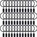 BOOMIBOO 36 Pack Curtain Rings with Clips, Drapery Clips with Rings, Hangers Drapes Rings, Drapery Rings 1.26 inch, Fits up to 1 inch Diameter Curtain Rod, for Hanging Drapes Bows Hat and So On (Black)