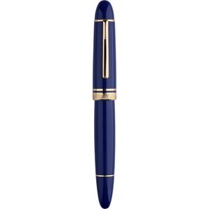 Majohn P140 Fountain Pen NO.8 Fine Nib, Brass Piston System Large Capacity Blue Acrylic Writing Pen with Box
