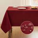 Textured Tablecloth Rectangle Waterproof Table Cloth, Washable Table Cover Wrinkle Free Fabric Tabletop Decoration for Kitchen, Dining, Wedding, Parties, 60 x 104 Inch, Red