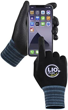 Safety Work Gloves with Touchscreen Fingers, 3 Pairs Thin & Lightweight Working Gloves, Ideal for Warehouse Workers, Delivery Drivers, Nitrile Foam Coated Grip Gloves for Women and Men (Black, L)