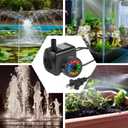 2 x Submersible Water Fountain Pump 15W with LED Lights Aquarium Fish Tank Water Pump 260GPH for Aquarium Pond Statuary Gardens Water Feature Outdoor Fountain