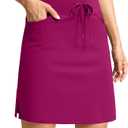 G Gradual Women's Golf Skorts Skirts with 3 Pockets 18" High Waisted Athletic Skorts for Women Stretchy Tennis Skirts with Shorts Casual Work(Rose Red, 3XL)