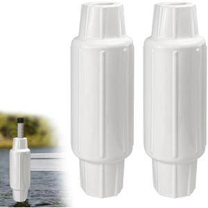 Dock Fender Bumper for Post, Boat Dock Bumpers Slide-Over Post Pole, Slip-On Dock Leg Pipes and Mounting Brackets, Vertical Protection, Soft UV-Resistant Marine-Grade Vinyl (2 Pack-White)