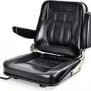 Universal Tractor Seat Replacement Black Forklift Seat PVC Lawn Mower Seat with Adjustable Backrest Angle,Armrests and Slide for Most Heavy Mechanical Seat