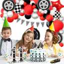 3 x Racing Car Light up Numbers Checkered Birthday Decorations Happy Birthday Light up Sign Racetrack Inspired Decor Cars Theme Birthday Party Decorations Night Light for Racing Party Supplies (Number 1) (White+Black)