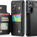 Vinich for Samsung Galaxy S25 Plus Wallet Case with Card Holder, RFID Blocking Credit Slots Kickstand Shockproof Phone Cover for Women Men, Black