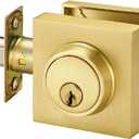 Single Cylinder Deadbolt Lock - Gold Satin Brass Square for Front Door with 3 Keys Modern Heavy Duty High Security Lock (Deadbolt, Satin Brass)