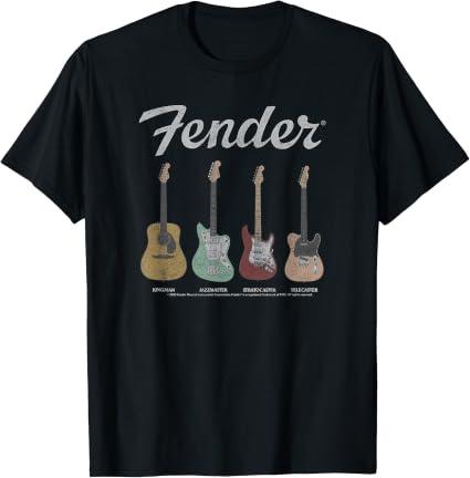 Fender Vintage Guitar Lineup T-Shirt Electric Guitar T-Shirt (Black, M)