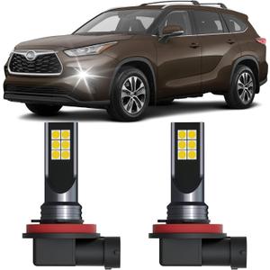 XFLHEHD 2Pcs Highlander Fog Light Bulbs Fits for 2014-2023 Toyota Highlander Replacement Bulbs, 6500K Cool White, Plug and Play Fog Light Blubs Replacement Package