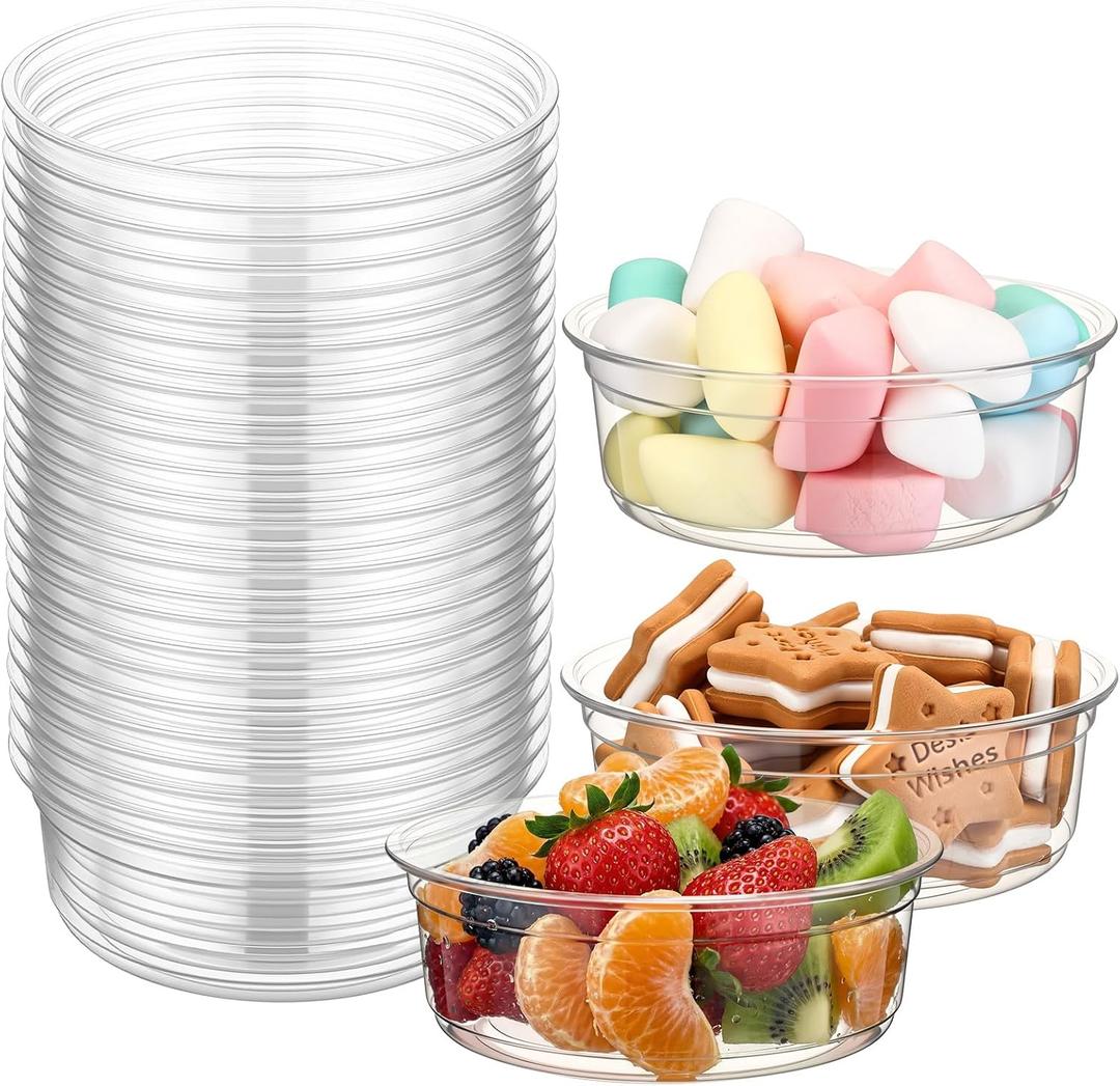 50 Pcs 8 oz PET Round Food Storage Container Clear Plastic Container Bulk Disposable Small Bowl for Fruit Soup Meal Prep Travel Home Kitchen Supplies