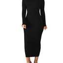 BORIFLORS Women's Sexy Basic Long Sleeve Turtleneck Bodycon Party Long Pencil Dress,X-Large,Black