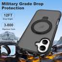 for iPhone 16 Plus Case with Invisible Ring Stand,Military Drop Protection Compatible with Mag-Safe Matte Translucent Back Anti-Slip Shockproof Phone Cover 6.7 Inch 2024-Black