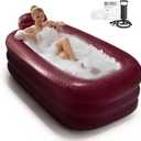 Inflatable Bathtub for Women, with Pillow Headrest - Portable Foldable Freestanding Hot Spa Bath Tub, Elegant Indoor One-Person Soaking Tub for Self-Care & Relaxation,Burgundy