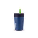 Owala Kids Insulation Stainless Steel Tumbler with Spill Resistant Flexible Straw, Easy to Clean, Kids Water Bottle, Great for Travel, Dishwasher Safe, 12 Oz, Navy and Blue (Home Base)