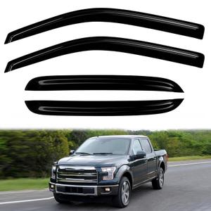 DimFlux 4PC Rain Guards for 2014-2018 Chevy Silverado/GMC Sierra 1500 CrewCab Window Visors for 2015-2019 Chevy Silverado/GMC Sierra 2500 3500 Deflectors Sun Shades Vent Tape On Out Channel
