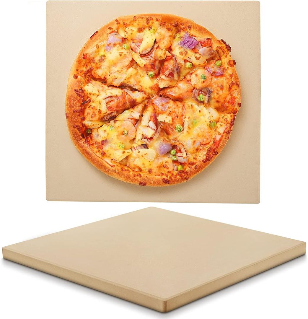Unicook 15 x 15 Inch Square Cordierite Pizza Stone for Oven Grill, 8 Lbs