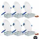 SAATLY 6 Pack 6 Inch Ultra-Thin LED Recessed Ceiling Light with Junction Box, 3000K Warm White Dimmable, 13W 110W Eqv, 850lm High Brightness - ETL and Energy Star Certified