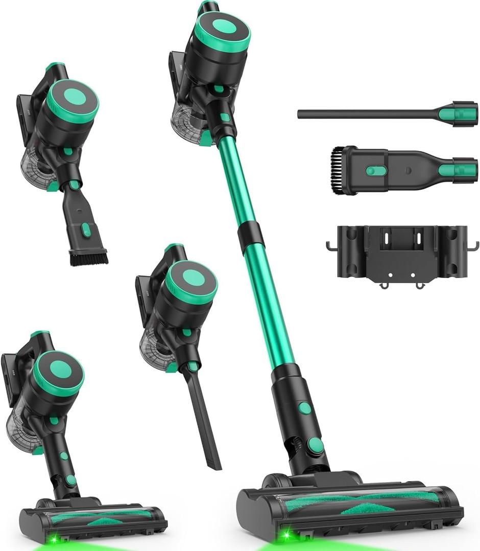 Zefiro 450W Cordless Vacuum Cleaner,45Mins Runtime Vacuum Cleaners for Home, Anti-Tangle and 1.5L Dust Cup, Lightweight Vacuum for Hardwood Floor Carpet Pet Hair