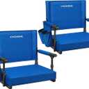 VIVOHOME Stadium Seats with Back Support and Cushion, 2 Pack Portable Bleacher Chairs with Cup Holder and Shoulder Strap