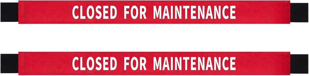 Nuanchu 2 Pack Closed for Maintenance Sign with Magnetic Ends, Maintenance Work in Progress Warning Sign, Nylon Door Barricade Barrier for Restroom, 42 x 3.5 Inch (Red)