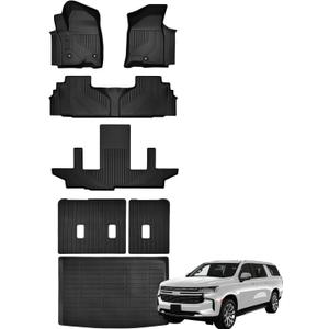 Floor Mats Cargo Liner Backrest Mat Fits for Chevrolet Suburban 7 Seat/GMC Yukon XL 2021-2024 2025 Cargo Mat Liner All Weather TPE Protector Back Seat Cover Accessories