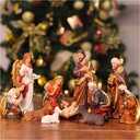 Zayton Nativity Set Christmas Indoor Figurines 11 pcs Nativity Scene Set 5.5“ Holy Family Miniatures Statue Crib Jesus Manger Ornament Church Xmas Home Decoration