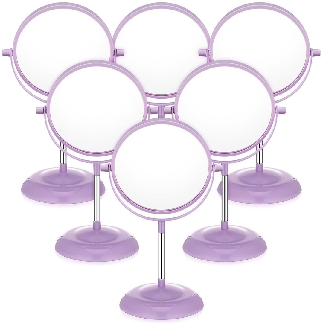 DoubleFill 6 Pcs Spa Party Mirrors Gifts Sleepover Party Favors Make up Table Mirror for Women Girls Mothers Day Accessory Sleepover Supplies Bridesmaid Gifts Slumber Birthday Favors (Purple)