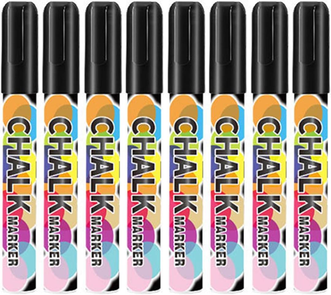 8Pcs Erasable Chalk Pen 6mm Reversible Tip Washable Chalkboard Marker for Blackboard Ceramics Window Glass Jar