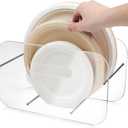 Paper Plate Dispenser, 7-12 Inch Disposable Plates Storage Organizer, Round Square Plastic Foam Paper Plate Acrylic Organizer for Cabinet, Countertop, RV or Outdoor Use (1)