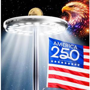 Deneve Deluxe Solar Powered Flagpole Light – Dusk to Dawn 12+ Hours, 26 LED, 1300 Lumen Outdoor Lighting for American Flag, Waterproof, Garden Decor, House Decor, 100% Coverage Silver Model