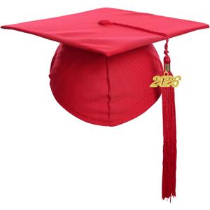 2 x Newrara Graduation Unisex Matte Adult Graduation Cap with Tassel (Red)