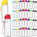 Mifoci 72 Pack Water Bottle Bulk Plastic Sports Water Bottles 17 oz with Handle Strap Leakproof Drink Flip Top for Office Gym Outdoor Sports(Clear,Multicolor)