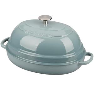EDGING CASTING Enameled Oval Cast Iron Dutch Oven Pot with Lid, Bread Dutch Oven for Sourdough Bread Baking, Dutch Oven Bread, Bread Oven, 6QT, Seasalt