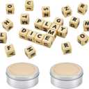 NBEADS 2 Sets Crossword Dice Set, Letter Dice Entertainment Set Word Play Activity with Letter Dices for Travel Camping and Family Night, with Portable Storage Boxes, Platinum(Not the Full 26 Letters)