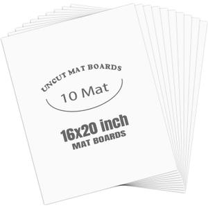 16x20 Uncut Picture Mat Boards, White, 10 Pack | Matte Backing Boards Ideal for Frames, Prints, Artworks