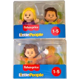 Fisher-Price Little People Toddler Toys Pair of Figure Packs with 2 Characters Each Including Dog (4 Figures Total)