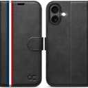 OCASE Compatible with iPhone 16 Plus Wallet Case, PU Leather Flip Folio Case with Card Holders RFID Blocking Kickstand [Shockproof TPU Inner Shell] Phone Cover 6.7 Inch 2024, Spliced Gray