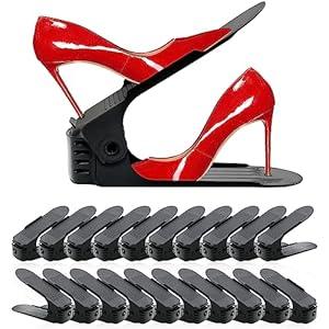 Shoe Slots Organizer 20 Pack - Shoe Stackers, Space Savers 50%, 4 Levels Adjustable, Double Layer Holders for Closet, White