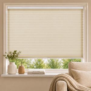 MYshade Cordless Light Filtering Cellular Shades for Indoor Windows, Honeycomb Window Blinds with Daytime Privacy, Easy Lift Shades for Bedroom, Living Room & Home Office, Beige, 27" W x 48" H