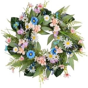 20-Inch Eucalyptus Wreath for Front Door, Wedding, Home Porch, Farmhouse, Patio, Garden - All Seasons Decor (01-summer Wreath)