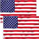 Anley Pack of 2 Fly Breeze 3x5 Foot American National Polyester Flag - Vivid Color and Fade proof - Canvas Header and Double Stitched - US National Flags with Brass Grommets 3 X 5 Ft